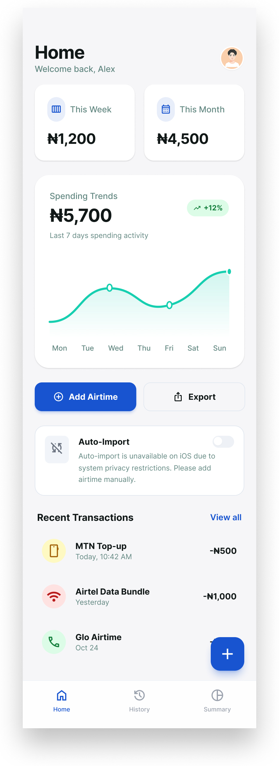 Airtime Usage Tracker screen 3